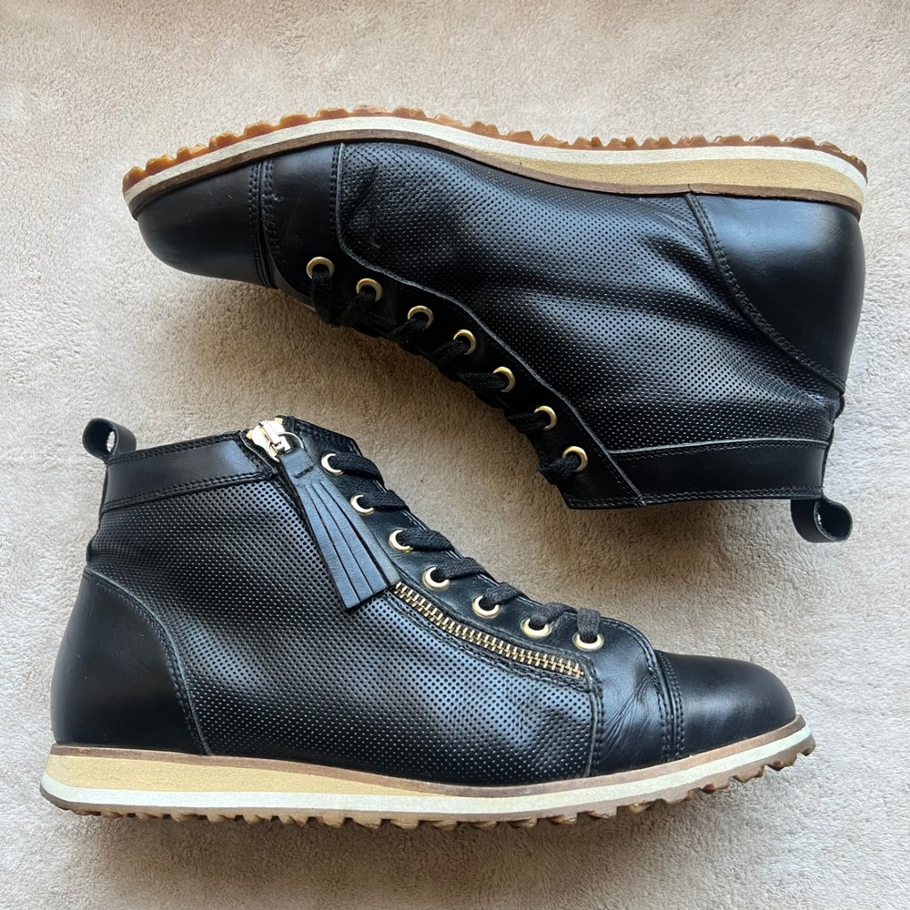 Walter Genuin Stevie Women 7.5-8 EU38 Black Leather High Top Golf Sneaker Bootie